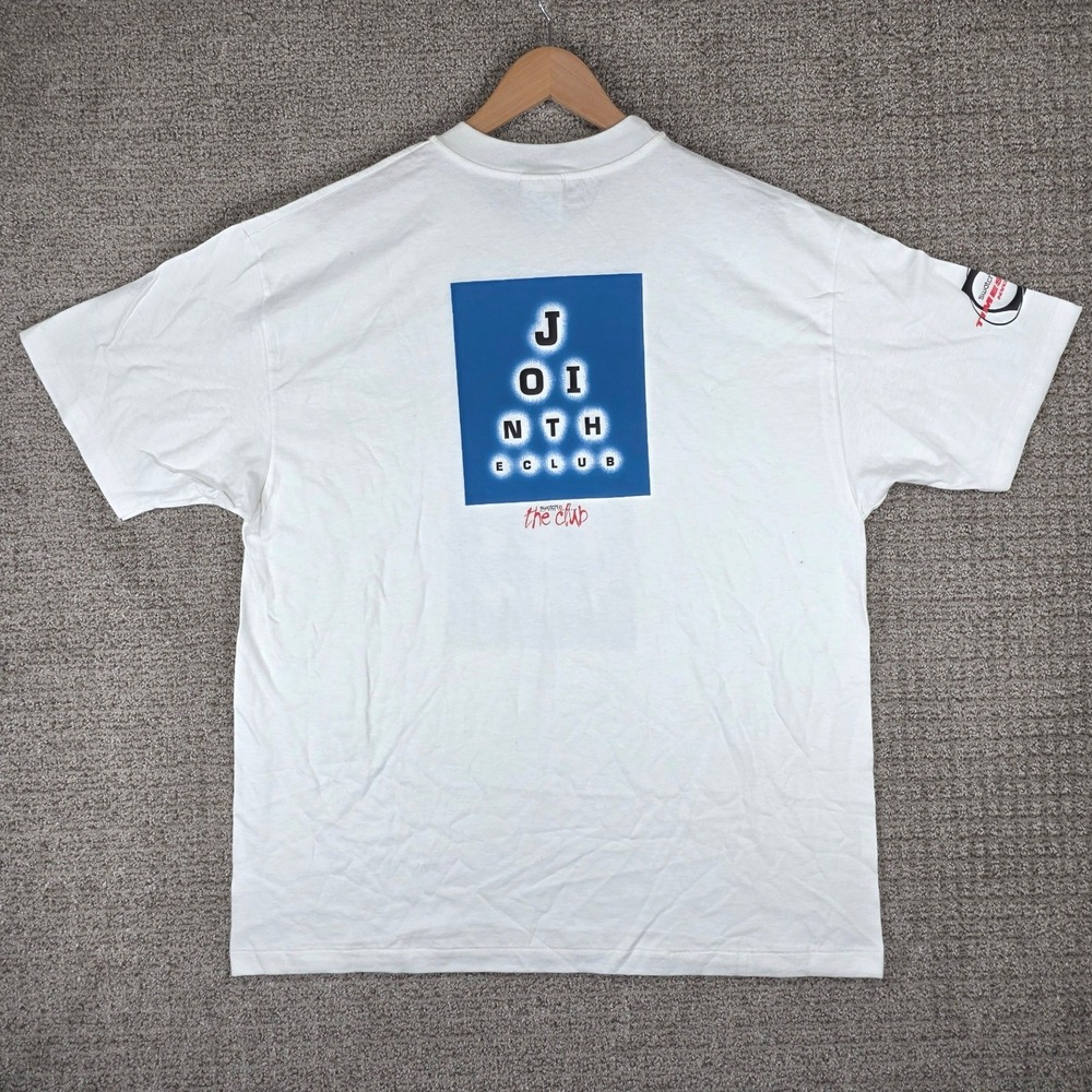 Vintage 90s Swatch The Club Graphic T Shirt Mens XL White Mens Timeship Watch - Picture 2 of 11